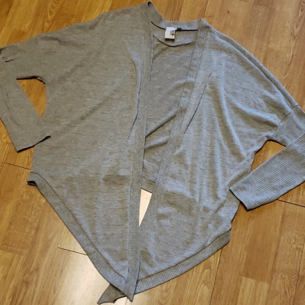 Francescas gray with gold stripe cardigan